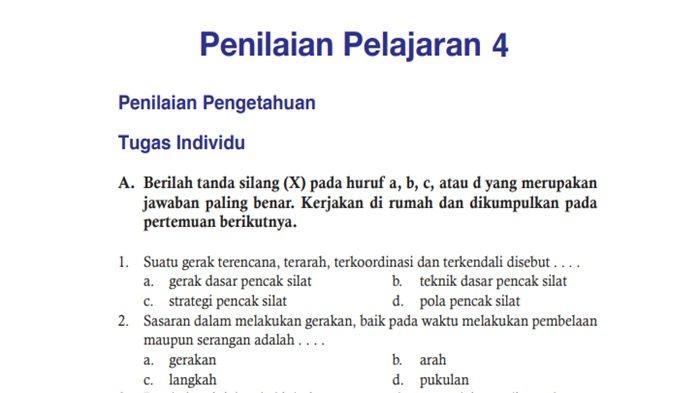 Kunci Jawaban PJOK Kelas 7 SMP/MTs Halaman 183, Soal Penilaian Pelajaran 4 Bab 4 Aktivitas Bela Diri
