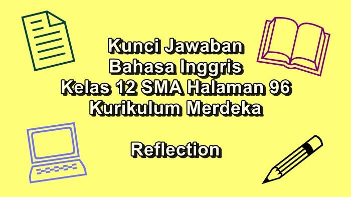 Kunci Jawaban Bahasa Inggris Kelas 12 SMA Halaman 96 Kurikulum Merdeka, Reflection