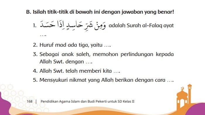Kunci Jawaban Soal PAI Kelas 2 SD Halaman 168 Semester 1 Kurikulum Merdeka, Soal Esai Ayo Berlatih