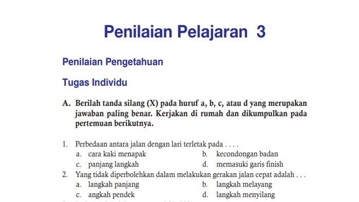 Kunci Jawaban Mapel PJOK Kelas 7 SMP/MTs Halaman 157, Penilaian Pelajaran 3 BAB 3 Aktivitas Atletik