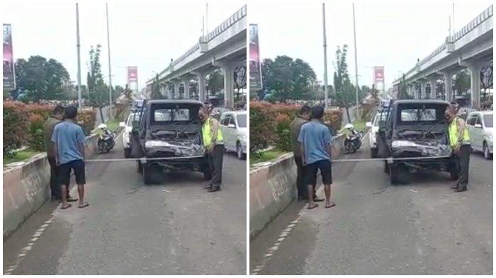 Kecelakaan Beruntun di Atas Fly Over Jakabaring, Tiga Mobil Bertabrakan Satu Korban Dilarikan ke RS