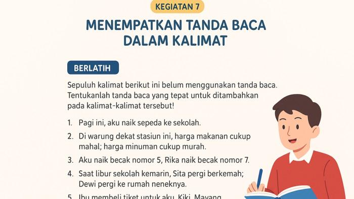 Latihan Kegiatan 7 Bahasa Indonesia Kelas 8 SMP Halaman 29 Menempatkan Tanda Baca