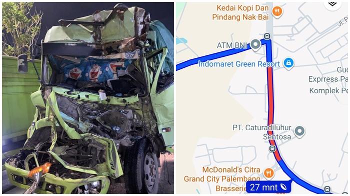 Satu Truk Terlibat Kecelakaan Beruntun Belum Dievakuasi, Jalan Bypass AAL Palembang Padat Merayap