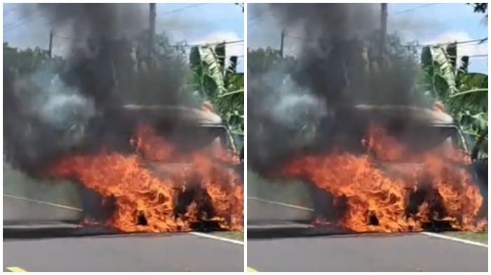 MOBIL BANK TERBAKAR - Mobil Pengantar Uang ATM Terbakar, Uang Tunai Miliaran Rupiah Ludes Terbakar