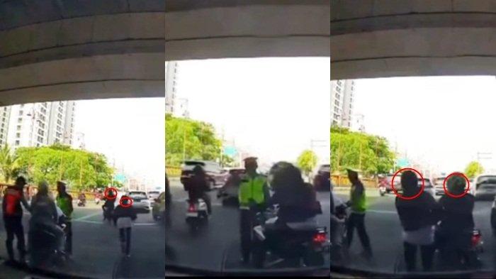 Viral Pemotor Tega Tinggalkan Kekasih Saat Kena Tilang, sang Pacar Lari Kencang Kejar dari Belakang