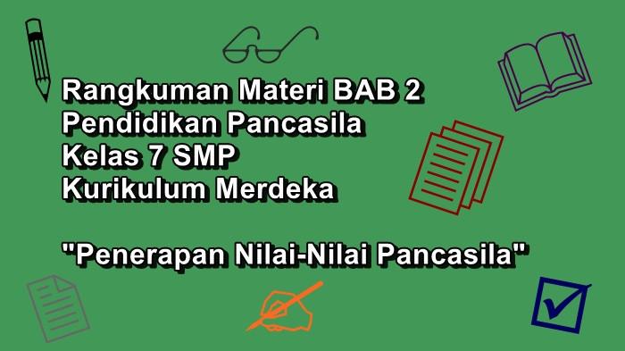 Rangkuman Materi BAB 2 Pendidikan Pancasila Kelas 7 SMP, Penerapan Nilai-Nilai Pancasila