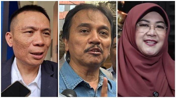 MINTA TERSANGKA DITAHAN - Kolase Rismon Sianipar (kiri) Roy Suryo (tengah) Dokter Tifa (kanan). Relawan Jokowi minta ketiga tersangka kasus ijazah langsung ditahan.