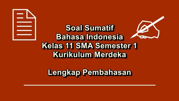 Soal Sumatif Bahasa Indonesia Kelas 11 SMA Semester 1 Kurikulum Merdeka Lengkap Pembahasan