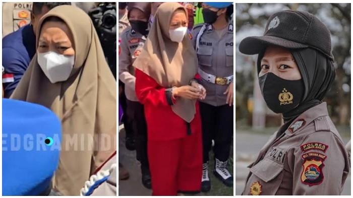 REKONSTRUKSI KEMATIAN - Tampang Briptu Rizka di Rekonstruksi Kematian Brigadir Esco (Kiri-tengah). Potret briptu Rizka (kanan). Briptu Rizka Santai Disoraki Warga, Bicaranya Keras