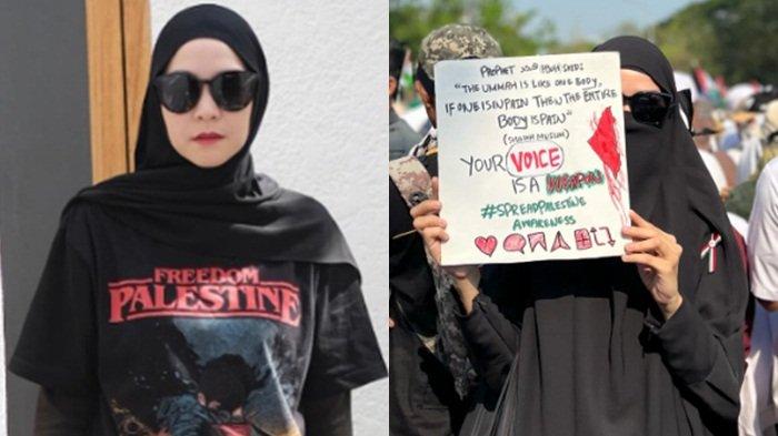 Zaskia Adya Mecca Istri Hanung Bramantyo Aksi Nyata Turun ke Jalan Bela Palestina, 'Menjaga Al Aqsa'
