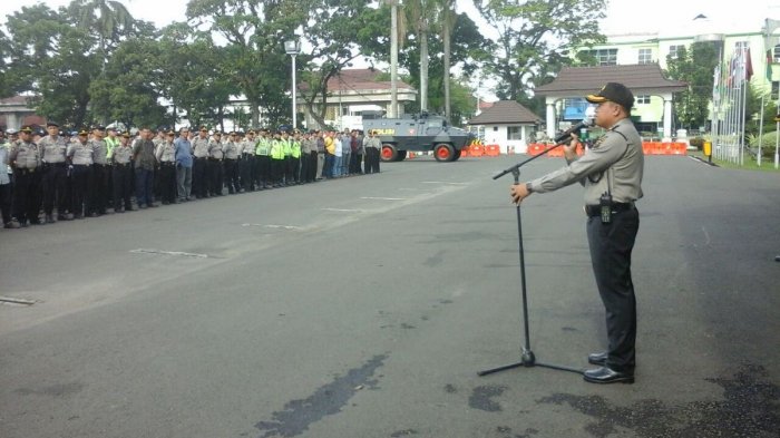 Polresta Palembang Gelar Apel Pengamanan Jelang Aksi Unjuk Rasa Sopir Angkutan Konvensional