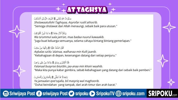 Lirik Sholawat At Taghsya Lengkap Arab, Latin, Arti, Sanjungan pada Nabi