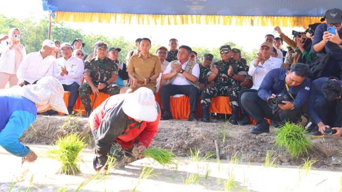 GERAKAN TANAM -  Gerakan Tanam sebagai wujud nyata gerakan, dicanangkan secara serentak di 17 kabupaten/kota berpusat di Desa Cahya Bumi, Kecamatan Lempuing pada Selasa (19/5/2026) pagi.  Gerakan ini menjadi langkah konkret daerah untuk mempertahankan dan mencapai target produksi 5 juta ton gabah kering giling (GKG) di Sumatera Selatan.