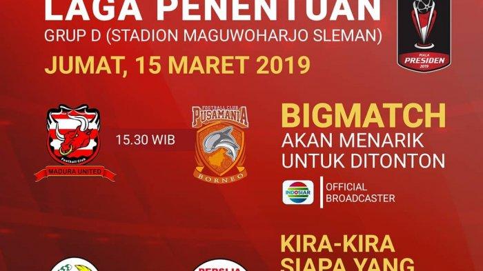 Live Streaming dan Siaran Langsung Indosiar Persija Jakarta vs PSS Sleman Grup D Piala Presiden 2019