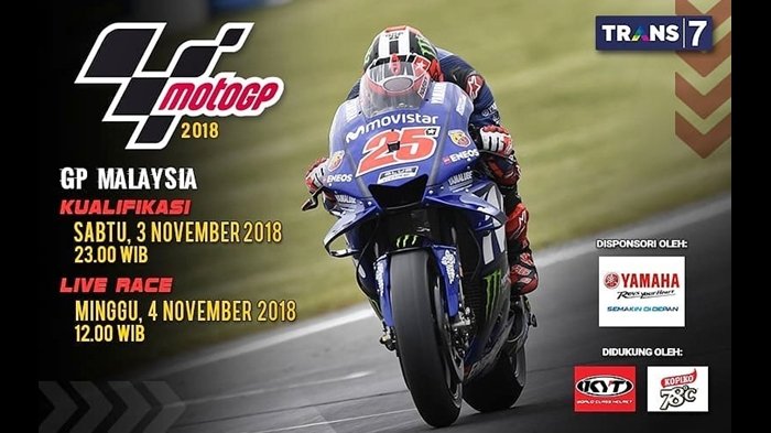 Jadwal Baru Pertandingan Moto GP Malaysia 2018, Link Live Streaming Online di Trans 7 dan Fox Sport