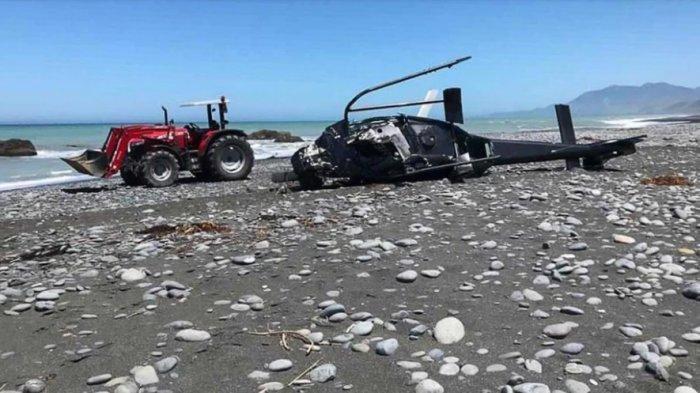 Helikopter Jatuh di Pantai: Rencana Makan Siang Jadi Petaka, Suami Istri Tewas 3 Anaknya Selamat
