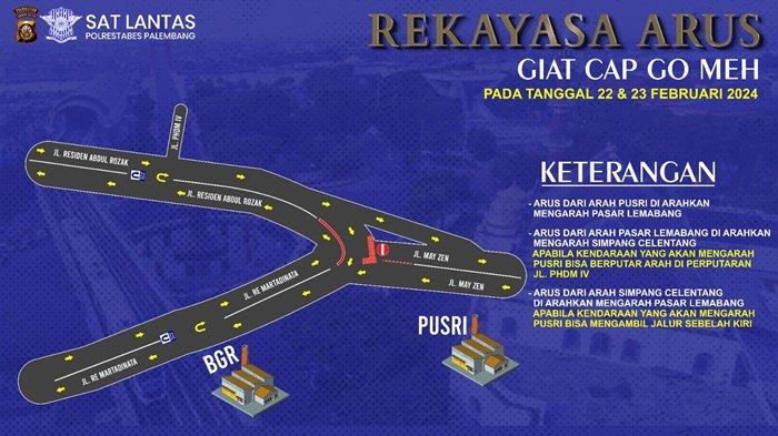 Perayaan Cap Go Meh Satlantas Poltestabes Palembang Gelar Rekayasa Lalu Lintas, Ini Jalurnya