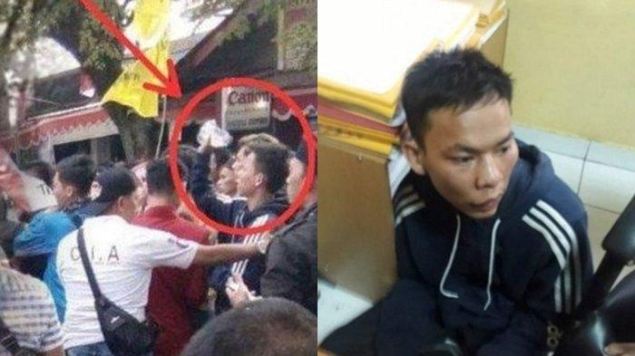Tertangkap Kamera, Ini Sosok Pelempar Plastik Berisi Bensin yang Sebabkan 4 Anggota Polisi Terbakar