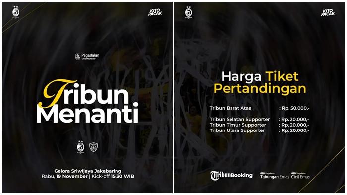 Tiket Penonton Umum Laga Home Sriwijaya FC Hanya di Tribun Barat Atas