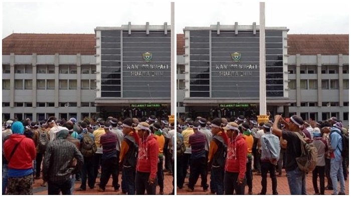 Massa Tuntut PT R6B, Ratusan Warga Dua Kecamatan Unjuk Rasa di Pemkab Muaraenim