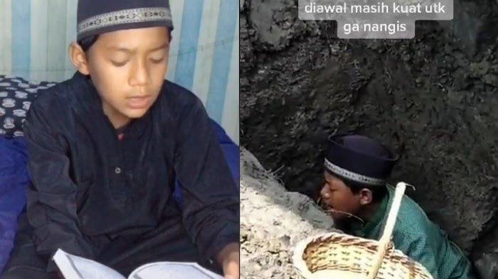 Tangis Pecah Wahyu saat Kumandangkan Azan di Liang Kubur Ayahnya, Pandai Mengaji Ingin Jadi Ulama
