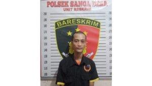 Yanto-pelaku-pencurian-handphone-dan-sepeda-motor-ketika-diamankan-di-Polsek-Sanga-Desa.jpg