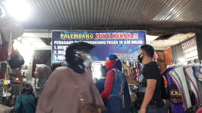 Pedagang di Gedung Pasar 16 Ilir Palembang Taat Protokol Kesehatan Covid-19, Masalahnya yang di Luar
