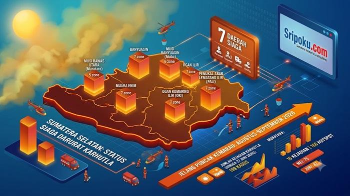 Waspada Karhutla, BPBD Sumatera Selatan Mendeteksi Ada 493 Titik Panas pada Awal Juli 2026 - Sripoku.com