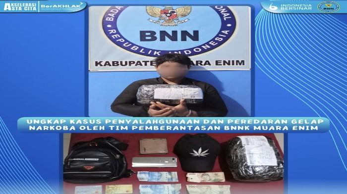 BNN Muara Enim Ringkus Pengedar Narkoba Antar Lintas Provinsi, 1,2 Kg Ganja Diamankan
