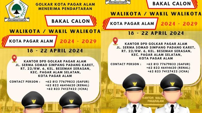 DPD Partai Golkar Pagar Alam Besok Buka Pendaftaran Balon Walikota dan Wakil Walikota Pagar Alam