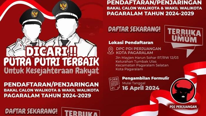 Besok, DPC PDI Perjuangan Pagar Alam Buka Pendaftaran Balon Walikota