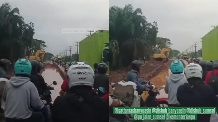 Biang Keladi Jalan Palembang-TAA Macet Total, Galian Proyek Dibiarkan Jadi Kolam Tanpa Pengawasan