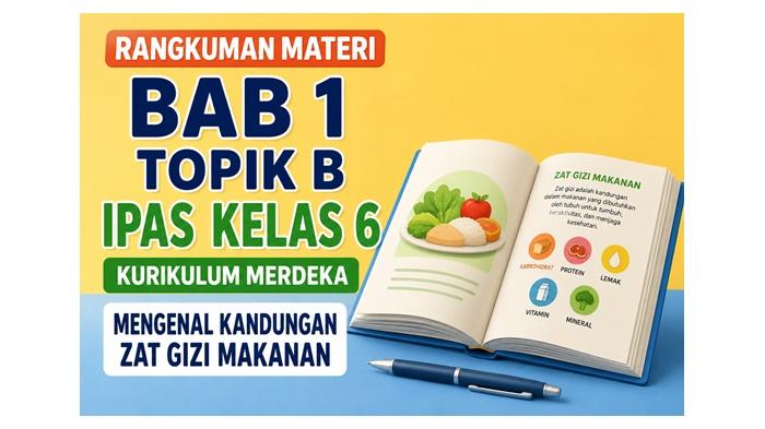 Rangkuman Materi BAB 1 Topik B IPAS Kelas 6 Kurikulum Merdeka, Mengenal Kandungan Zat Gizi Makanan - Sripoku.com