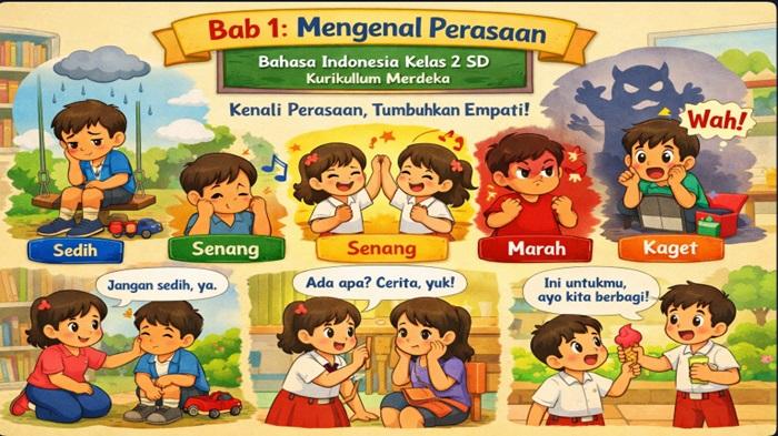 Ringkasan Materi dan Contoh Soal HOTS Bahasa Indonesia Kelas 2 SD Materi Bab 1 Mengenal Perasaan - Sripoku.com