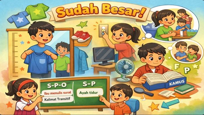 Ringkasan Materi dan Soal HOTS Bahasa Indonesia Kelas 4 SD Materi Bab 1 Sudah Besar - Sripoku.com
