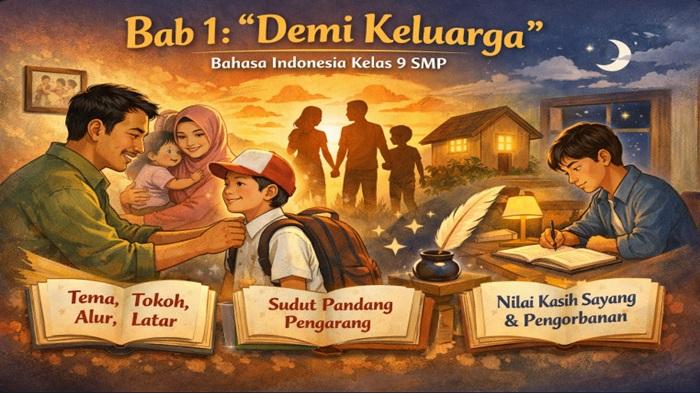 Ringkasan Materi dan Soal HOTS Bahasa Indonesia Kelas 9 SMP Materi Bab 1 Demi Keluarga, Soal 2026 - Sripoku.com