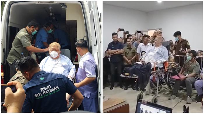 Penampakan H Halim Pakai Tabung Oksigen Jalani Sidang Tol Tempino, Didampingi 10 Tenaga Medis