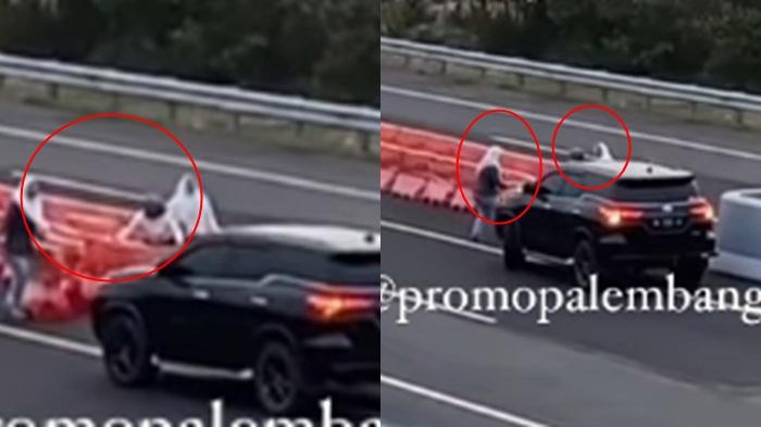 VIRAL Emak-emak Pengendara Fortuner Putar Balik di Tol Indralaya-Prabumulih, Buka Pembatas Jalan