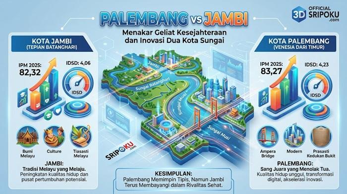 Palembang vs Jambi, Menakar Geliat Kesejahteraan dan Inovasi Dua Kota Sungai di Sumatera - Sripoku.com