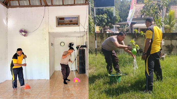 Polsek Rambang Gelar Aksi Bersih Lingkungan dan Rawat 1.000 Pohon di Muara Enim - Sripoku.com