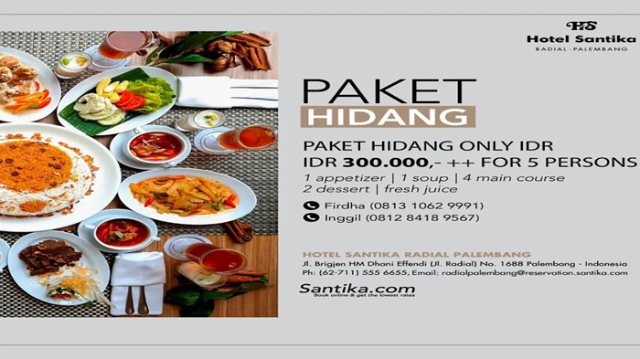 Promo Hotel Santika Radial Palembang, Paket Hidang Berlima Hanya Rp300 Ribu