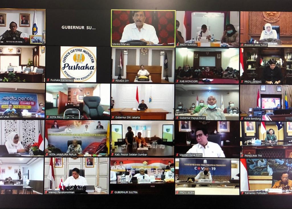 Vicon Bareng para Menteri, Herman Deru Maksimalkan Upaya Penanganan Covid-19 di Sumsel