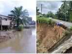 Longsor Terjang Sanga Desa Muba, 4 Rumah Hanyut, Jalan Lintas Sekayu–Lubuklinggau Terancam Putus