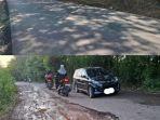 Penampakan Jalan Meranjat-Tanjung Batu di Ogan Ilir Sebelum dan Setelah Diperbaiki