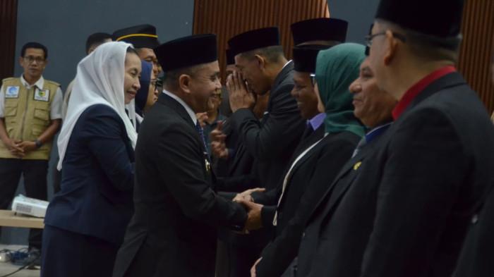 Pelantikan dan pengambilan sumpah/janji jabatan 16 Pejabat Tinggi Pratama di lingkungan Pemerintah Kota Palu, Rabu (7/1/2026).