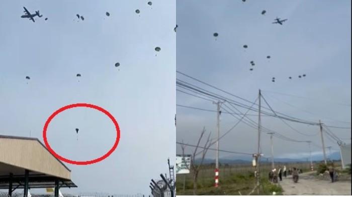 Viral Video Penerjun Payung Gagal Lebarkan Parasut di Langit Bahodopi Morowali