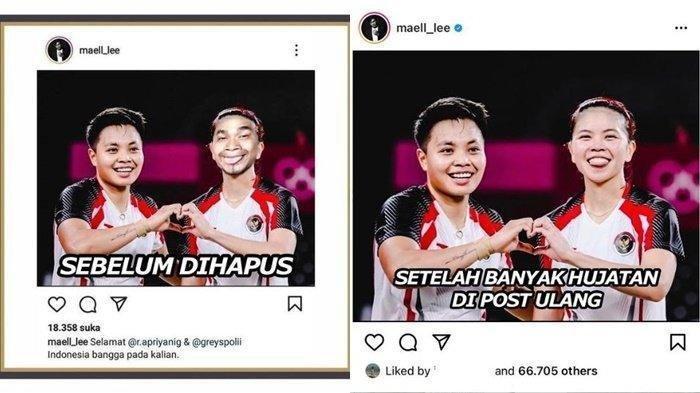Beda dengan Vincent Rompies, Maell Lee Diserang Netizen Usai Unggah Foto Lelucon Greysia Polii