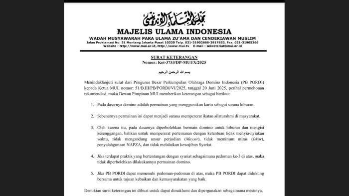 MUI Izinkan Permainan Domino, Syaratnya Jelas: Halal Selama Tak Ada Judi dan Maksiat