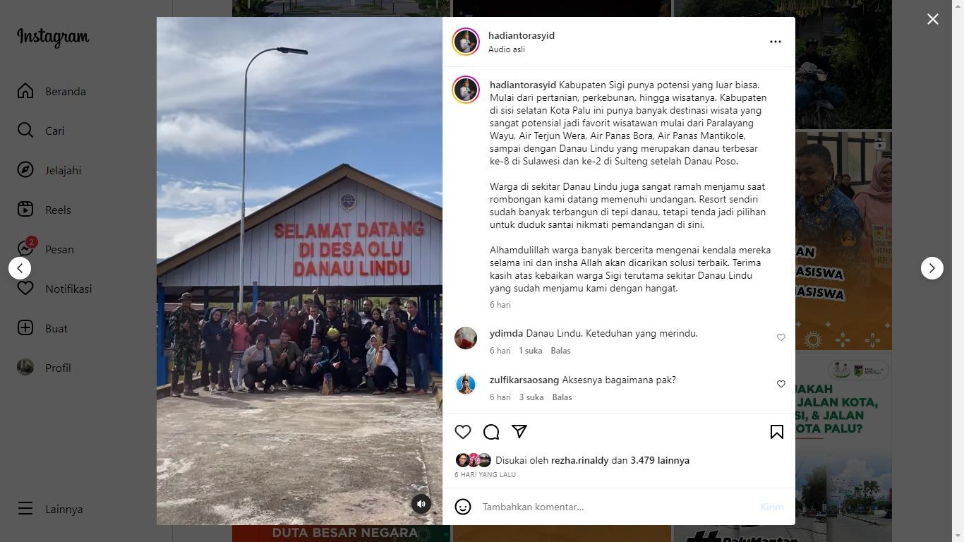 Wali Kota Palu Hadianto Rasyid Berkunjung ke Danau Lindu, Ini Penjelasan Kades Olu Sigi