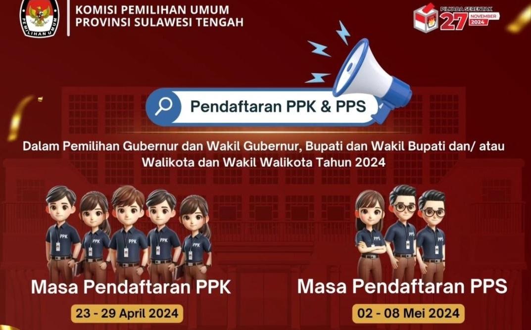 KPU Sulteng Buka Pendaftaran PPK dan PPS Pilkada 2024, Cek Syarat Daftar di Sini!